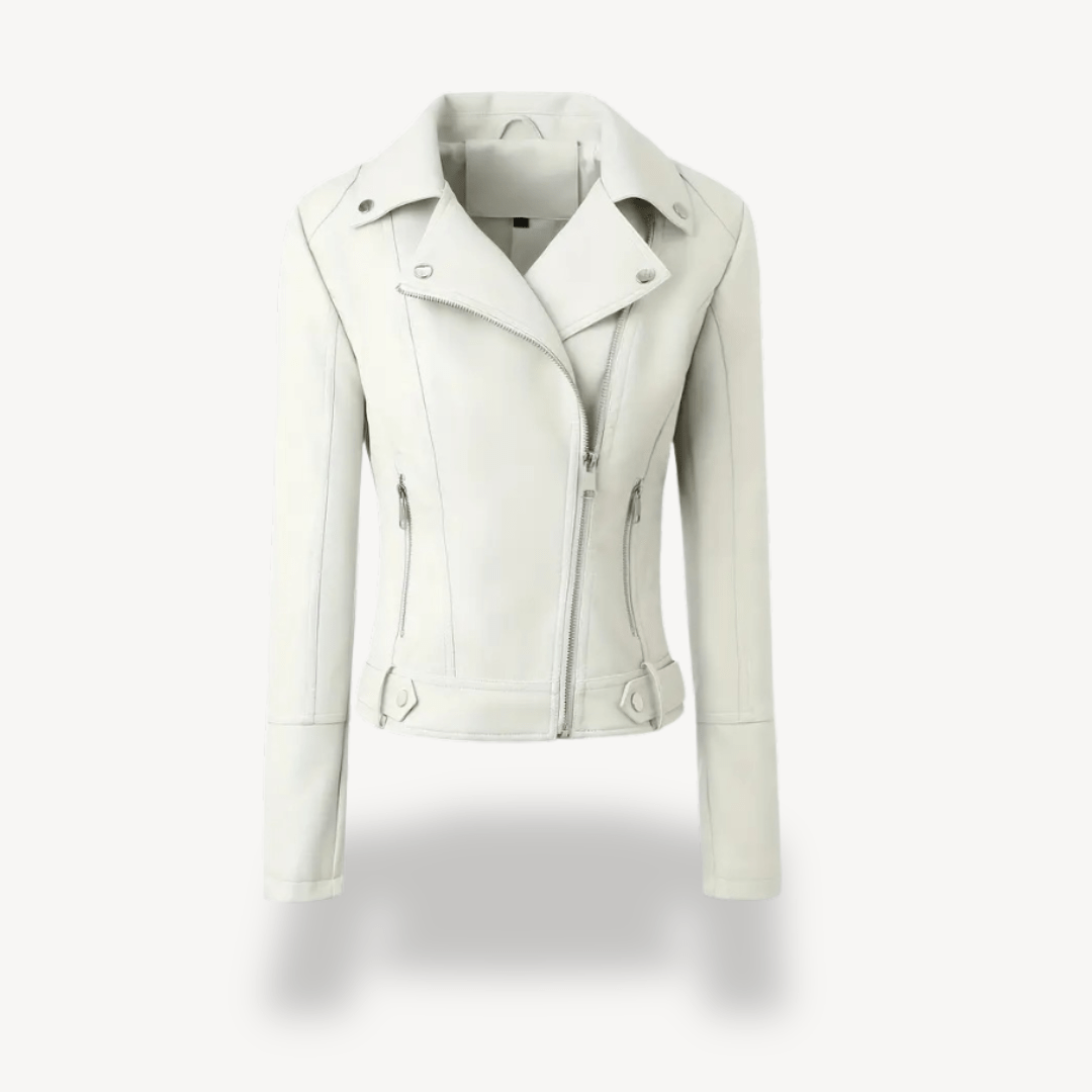 Bikerjacka i konstläder med dragkedjedetaljer | Edurano - Edurano