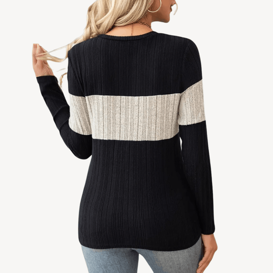 Randig långärmad topp i mjukt material med bekväm passform | Edurano - Edurano