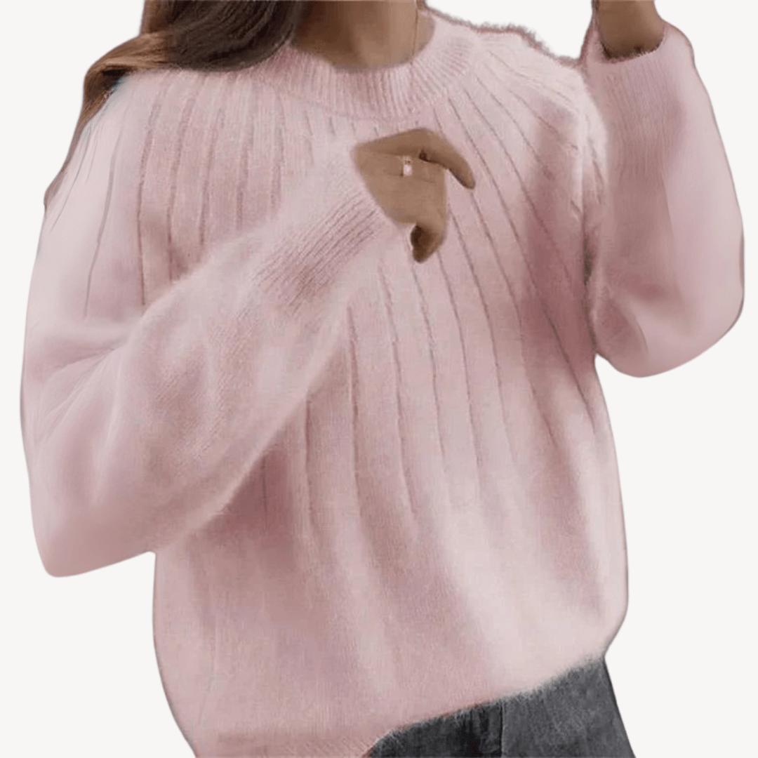 Ribbad tröja i mjukt material med normal passform | Edurano - Edurano