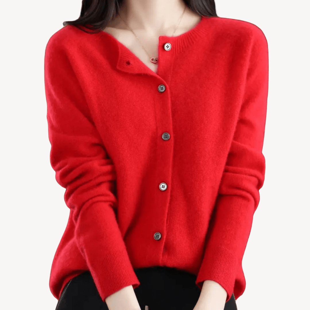 Stickad kofta i ull - och kashmirblandning med knappar | Edurano - Edurano