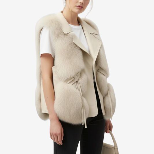 Väst i konstläder med fuskpälsfoder | Edurano