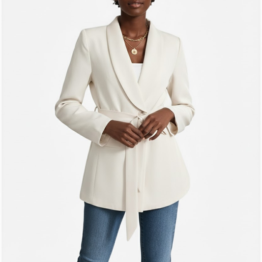 Kavaj med bälte och skräddarsydd passform | Edurano