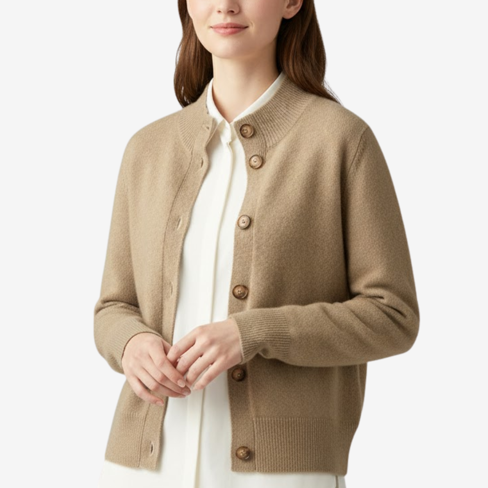 Stickad tröja i kashmirblandning med knappar | Edurano