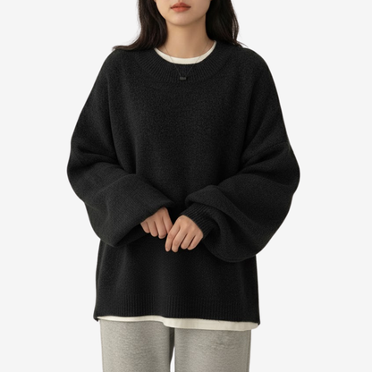 Överdimensionerad stickad tröja med rund hals | Edurano