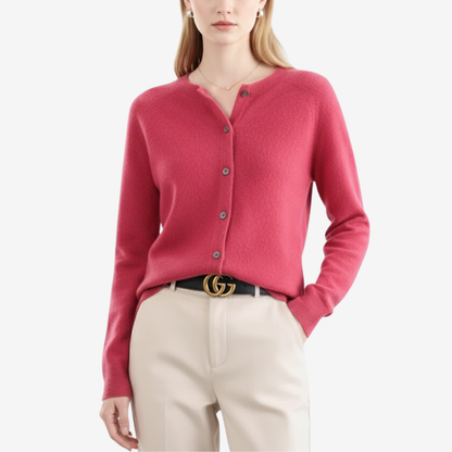 Stickad kofta i ull- och kashmirblandning med knappar | Edurano