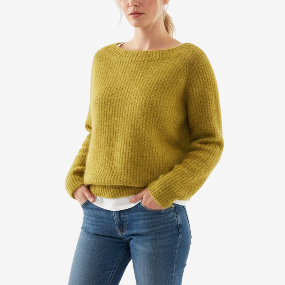 Stickad tröja i mjukt material med avslappnad passform | Edurano