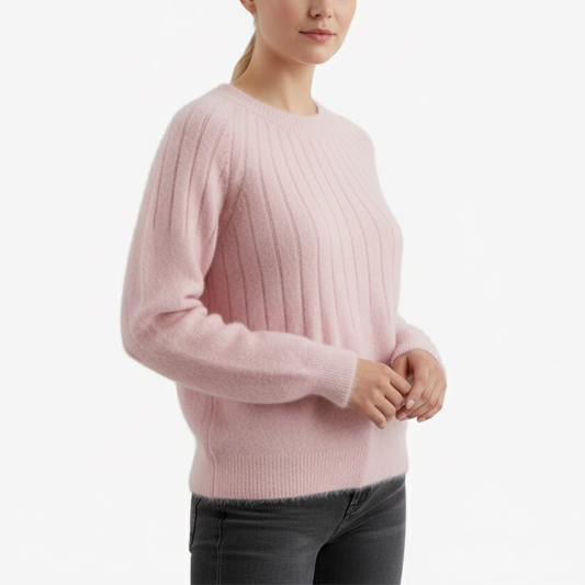 Ribbad tröja i mjukt material med normal passform | Edurano