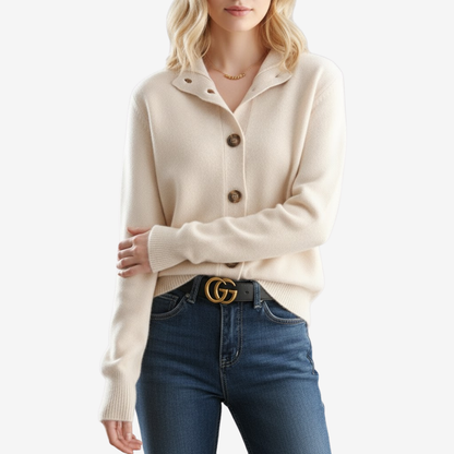 Stickad kofta med knappar i mjukt material | Edurano