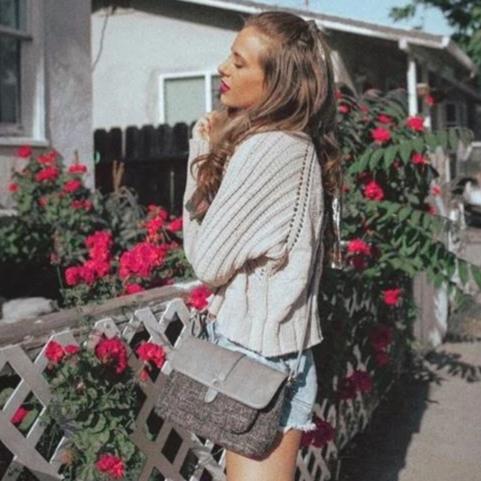 Axelväska i veganskt läder och canvas | Edurano - Edurano