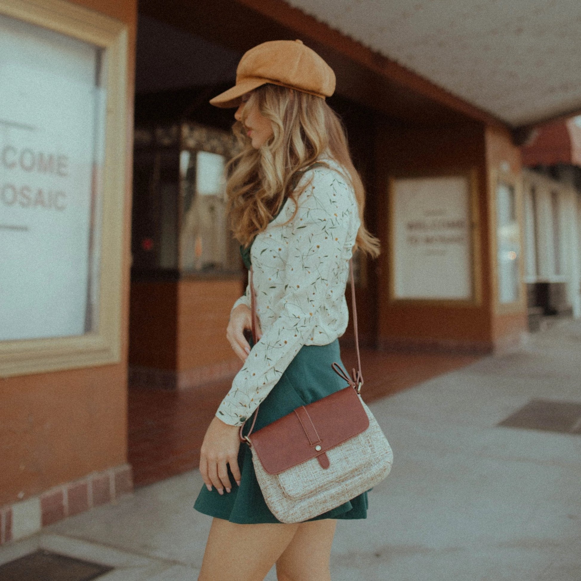 Axelväska i veganskt läder och canvas | Edurano - Edurano