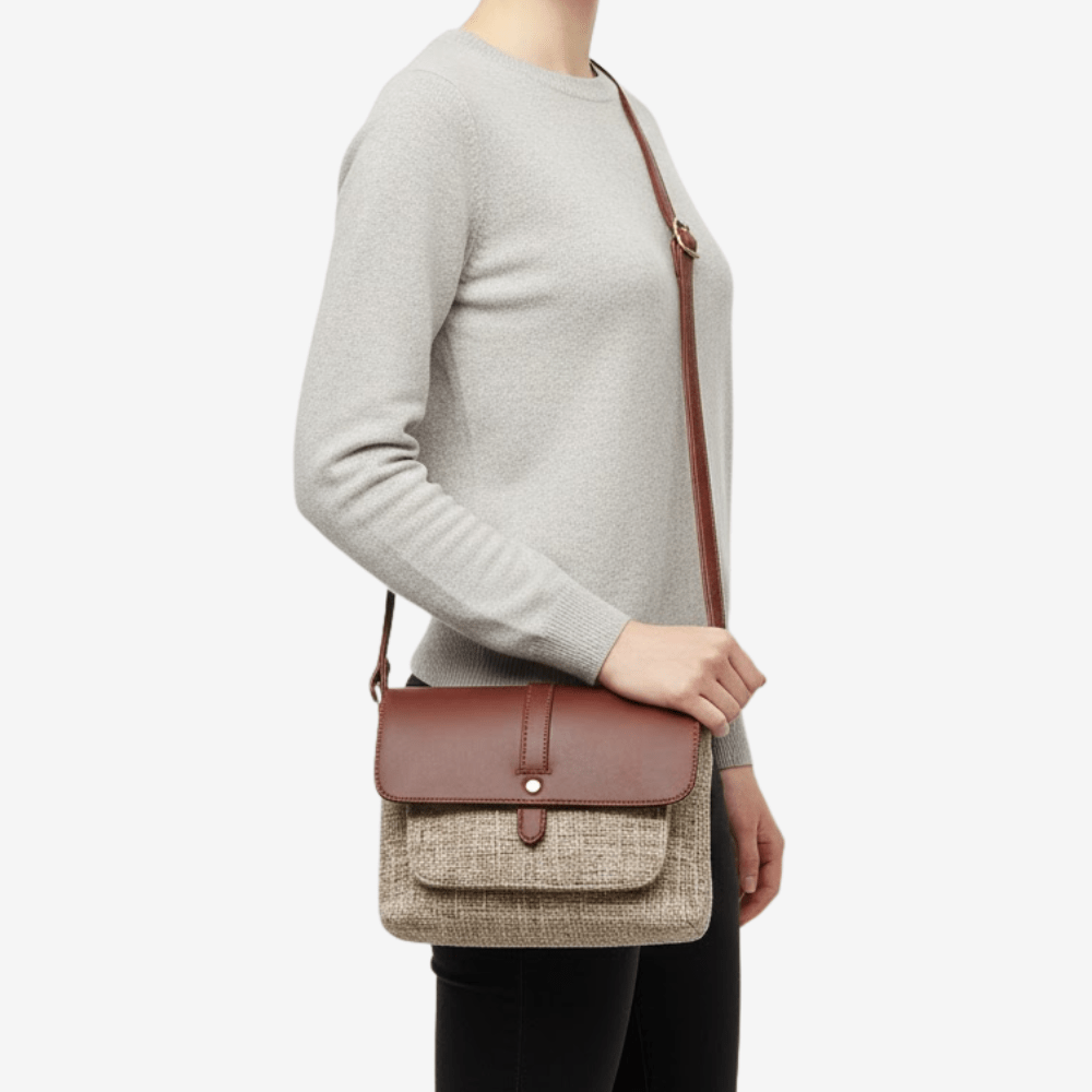 Axelväska i veganskt läder och canvas | Edurano - Edurano