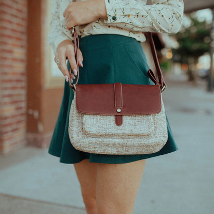 Axelväska i veganskt läder och canvas | Edurano - Edurano