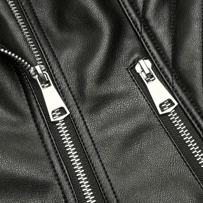 Bikerjacka i konstläder med dragkedjedetaljer | Edurano - Edurano