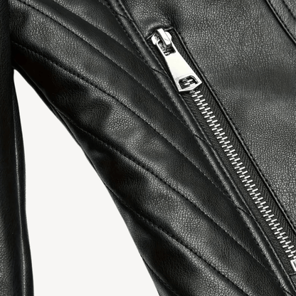 Bikerjacka i konstläder med dragkedjedetaljer | Edurano - Edurano