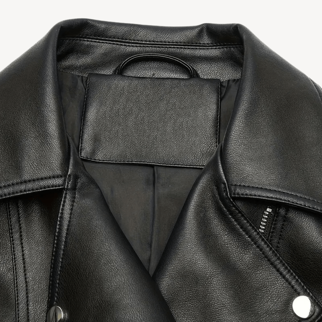 Bikerjacka i konstläder med dragkedjedetaljer | Edurano - Edurano