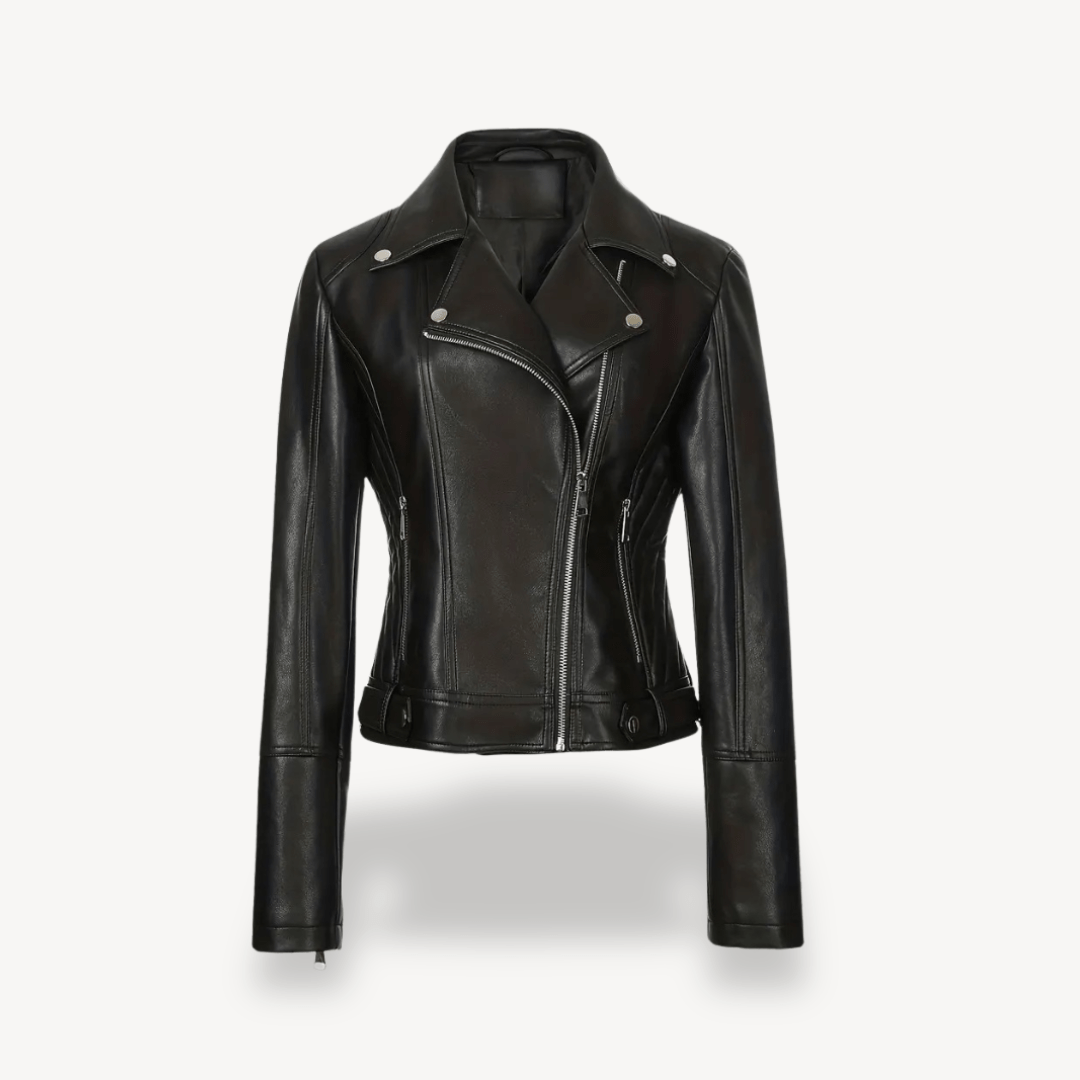 Bikerjacka i konstläder med dragkedjedetaljer | Edurano - Edurano