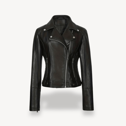 Bikerjacka i konstläder med dragkedjedetaljer | Edurano - Edurano