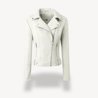 Bikerjacka i konstläder med dragkedjedetaljer | Edurano - Edurano