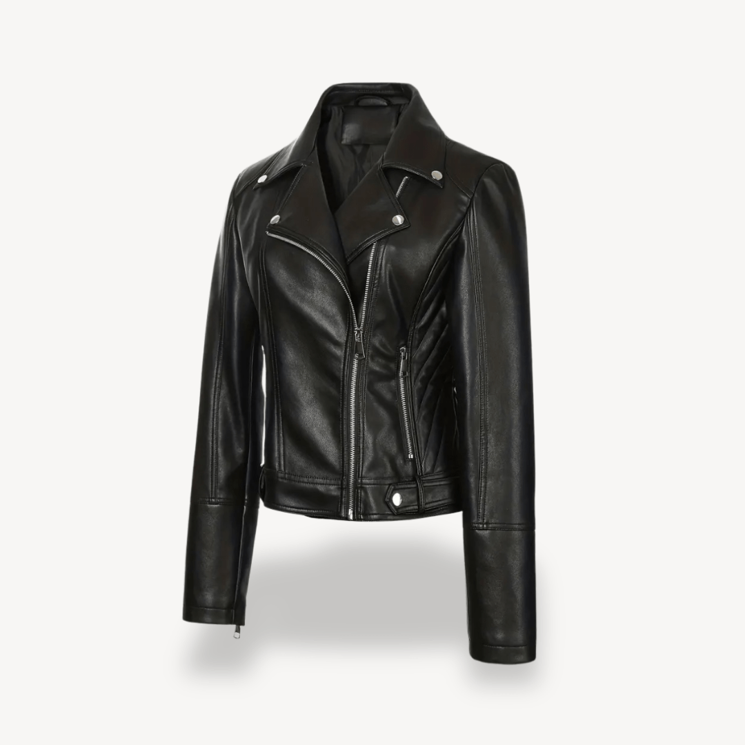 Bikerjacka i konstläder med dragkedjedetaljer | Edurano - Edurano