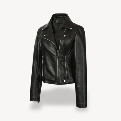 Bikerjacka i konstläder med dragkedjedetaljer | Edurano - Edurano