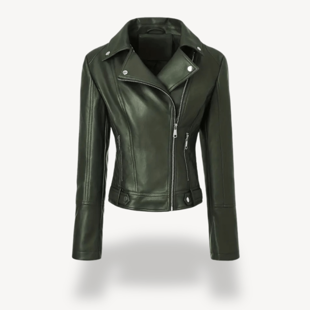 Bikerjacka i konstläder med dragkedjedetaljer | Edurano - Edurano