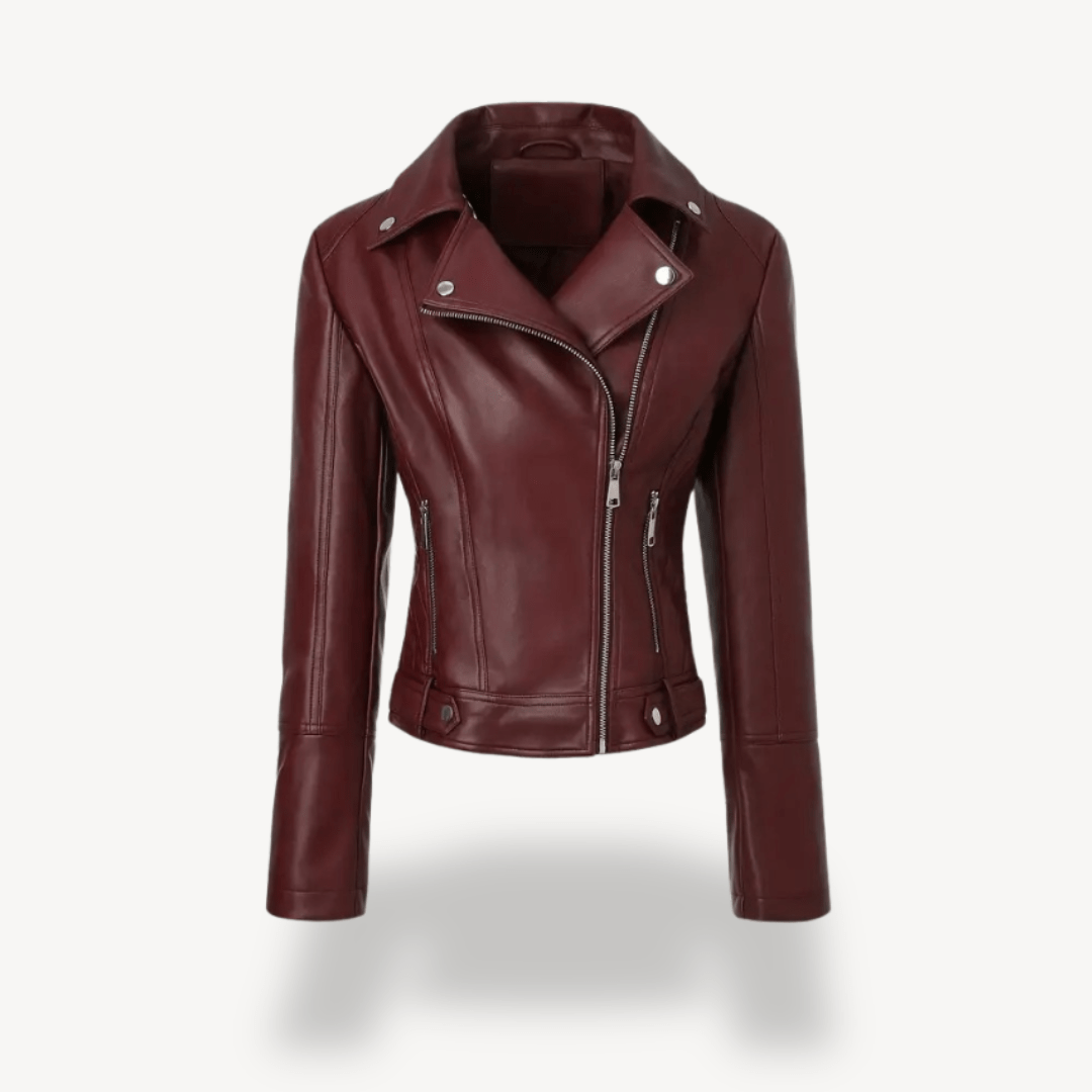 Bikerjacka i konstläder med dragkedjedetaljer | Edurano - Edurano