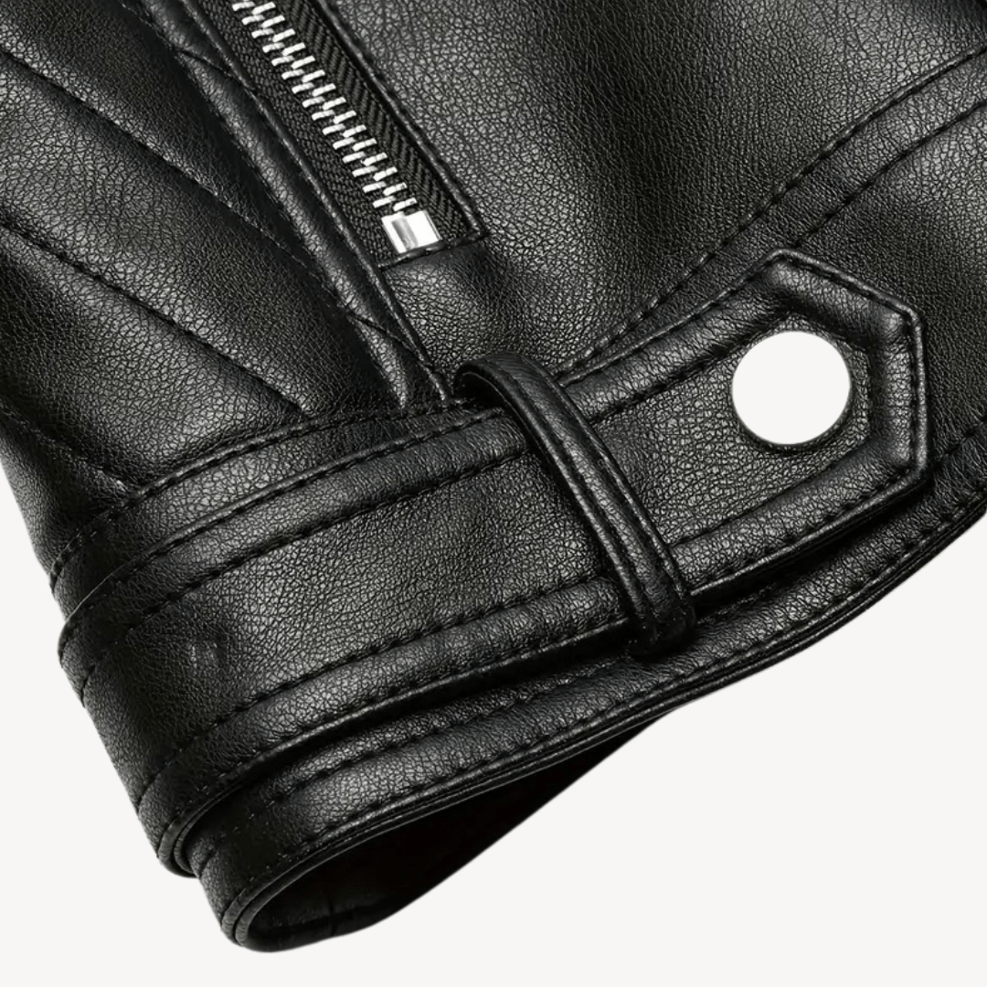 Bikerjacka i konstläder med dragkedjedetaljer | Edurano - Edurano