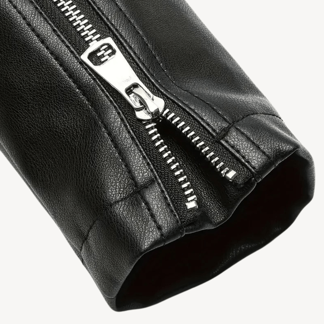 Bikerjacka i konstläder med dragkedjedetaljer | Edurano - Edurano