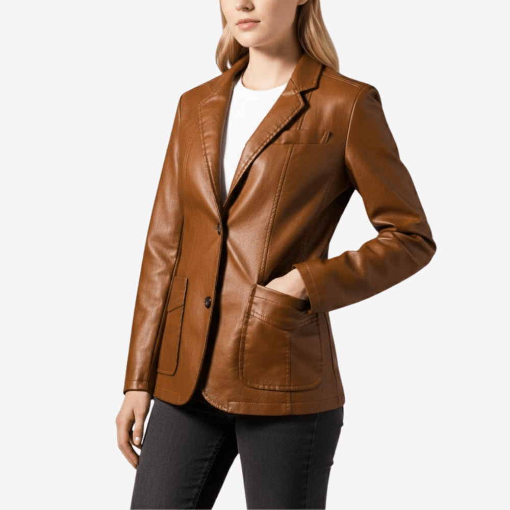 Blazer i konstläder med skräddarsydd passform för kvinnor | Edurano - Edurano