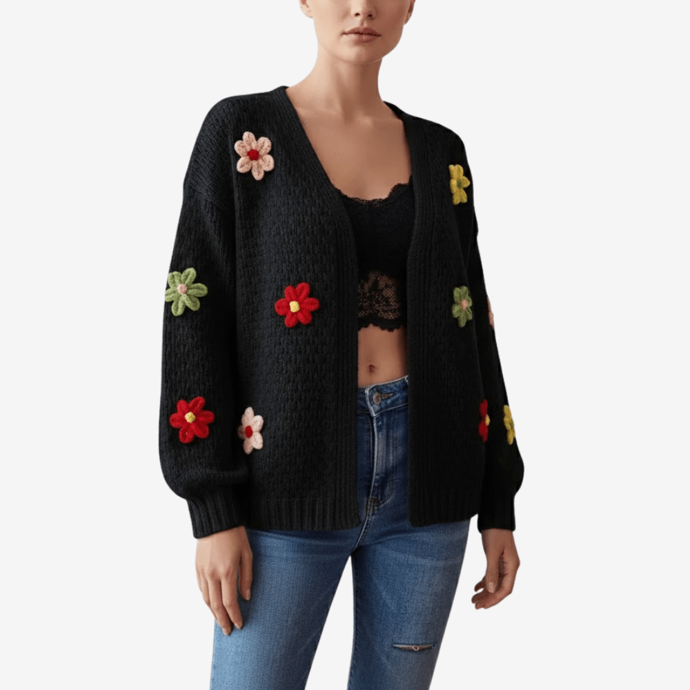 Broderad kofta med blommönster | Edurano - Edurano