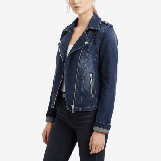 Denimjacka i bikermodell för kvinnor | Edurano - Edurano