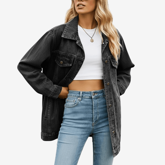 Denimjacka med knäppning för kvinnor | Edurano - Edurano