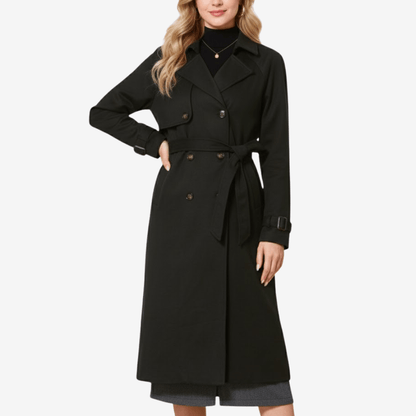 Dubbelknäppt trenchcoat med midjebälte för kvinnor | Edurano - Edurano
