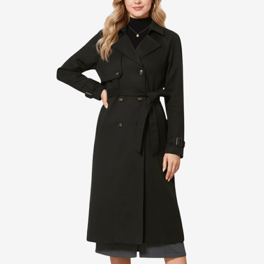 Dubbelknäppt trenchcoat med midjebälte för kvinnor | Edurano - Edurano