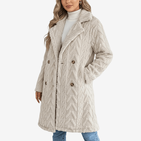 Dubbelt knäppt kappa i mjukt tyg för kvinnor | Edurano - Edurano