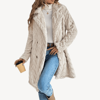 Dubbelt knäppt kappa i mjukt tyg för kvinnor | Edurano - Edurano