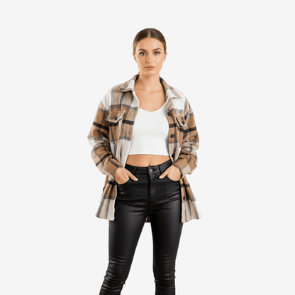 Edurano – Klassisk Rutigt Flanellskjorta Bröstficka - Edurano