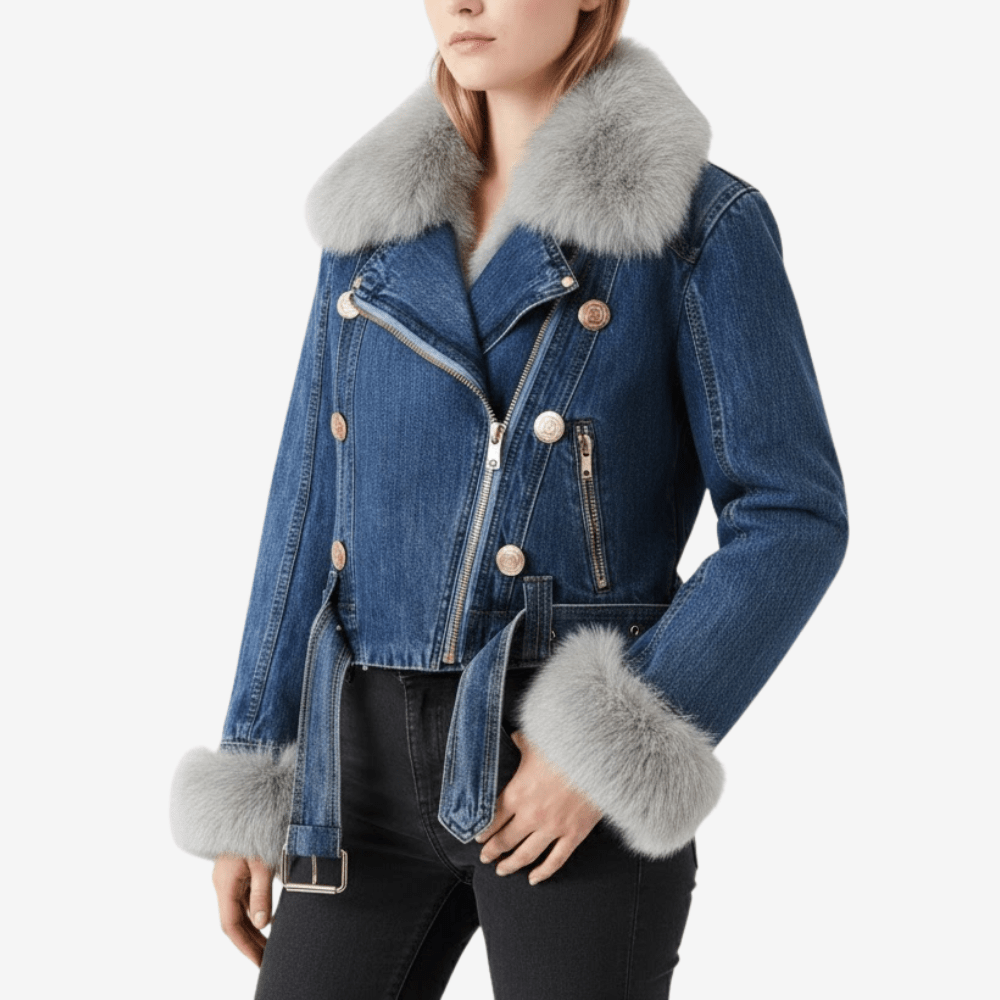 Jeansjacka med mjukt fuskpälsfoder | Edurano - Edurano