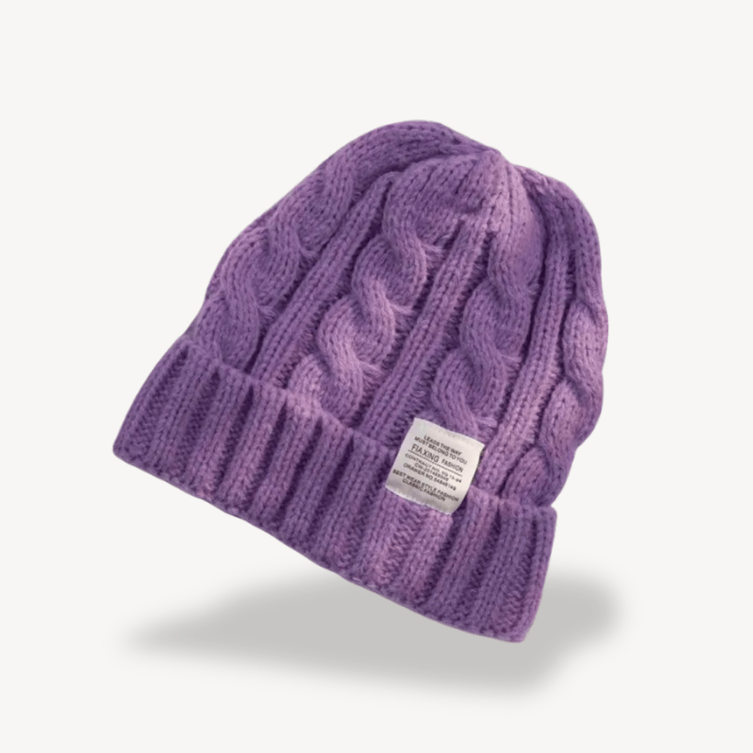 Kabelstickad mössa i mjuk ullblandning | Edurano - Edurano