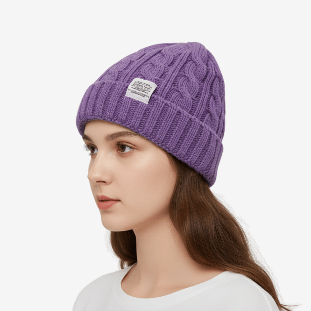 Kabelstickad mössa i mjuk ullblandning | Edurano - Edurano