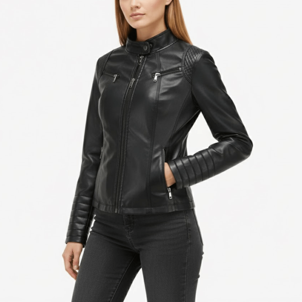 Klassisk Bikerjacka i Fuskpäls för Dam: För en Tidlös Stil - Edurano