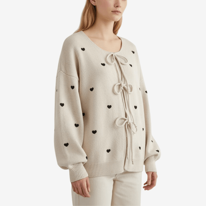 Kofta i bomull med hjärtmönster | Edurano - Edurano