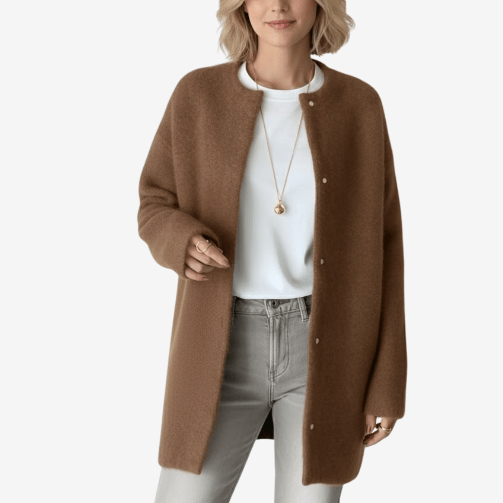 Kofta i mjuk ull med knappar för kvinnor | Edurano - Edurano