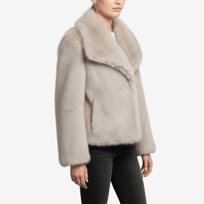 Kort jacka i mjuk fuskpäls för kvinnor | Edurano - Edurano