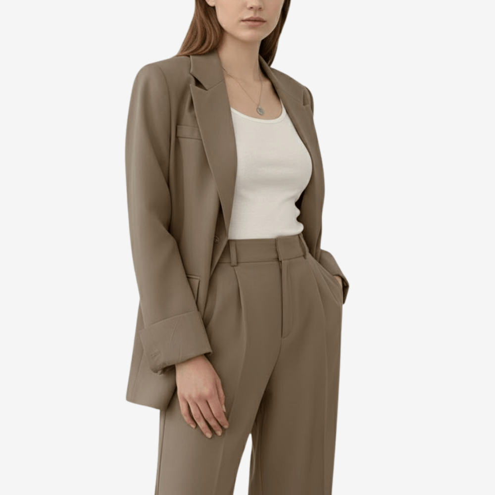 Kostymset med blazer och vida byxor i mjukt tyg | Edurano - Edurano