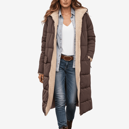 Lång kappa med mjukt teddyfoder och rak passform | Edurano - Edurano