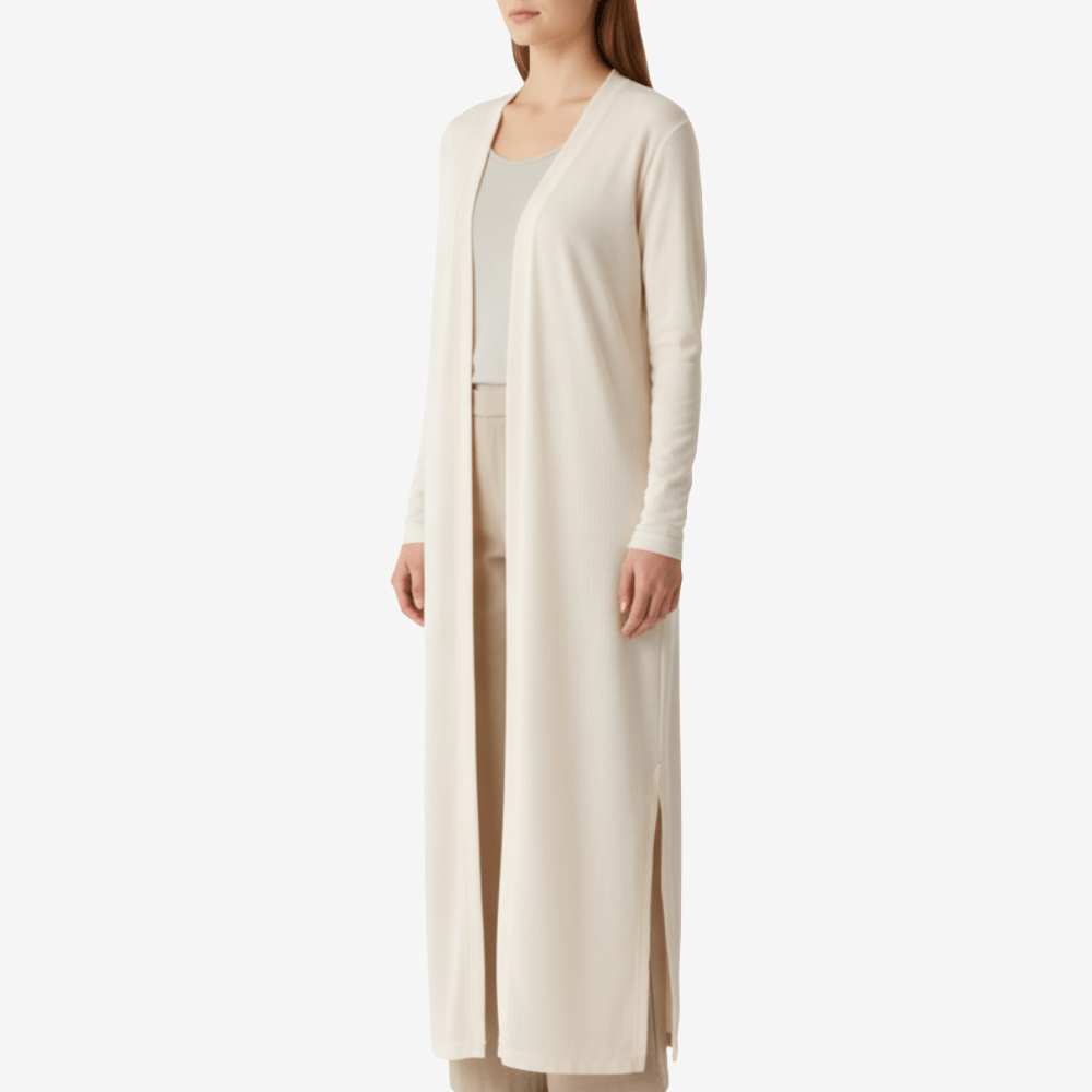 Lång stickad kofta med öppen front | Edurano - Edurano