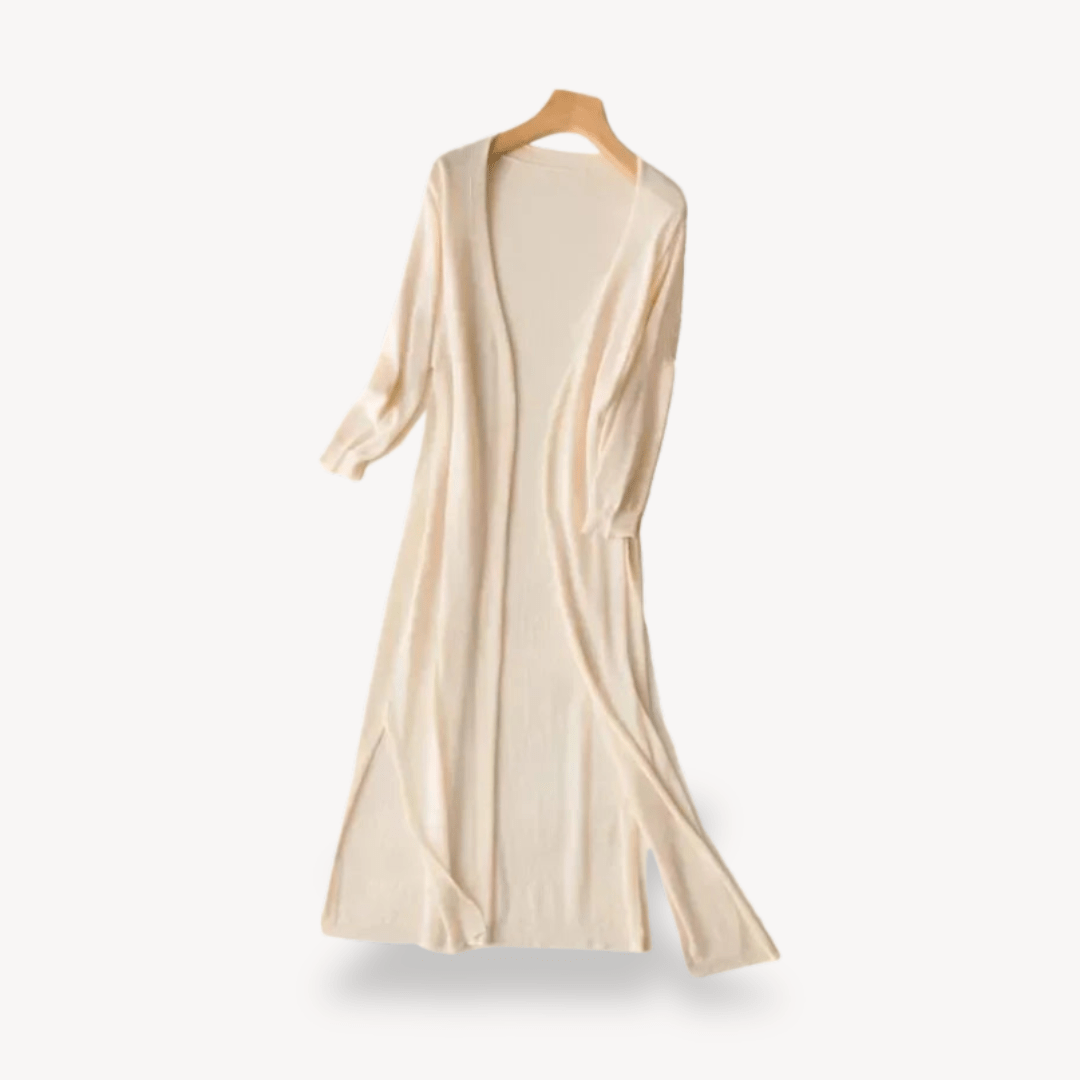 Lång stickad kofta med öppen front | Edurano - Edurano