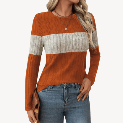 Randig långärmad topp i mjukt material med bekväm passform | Edurano - Edurano