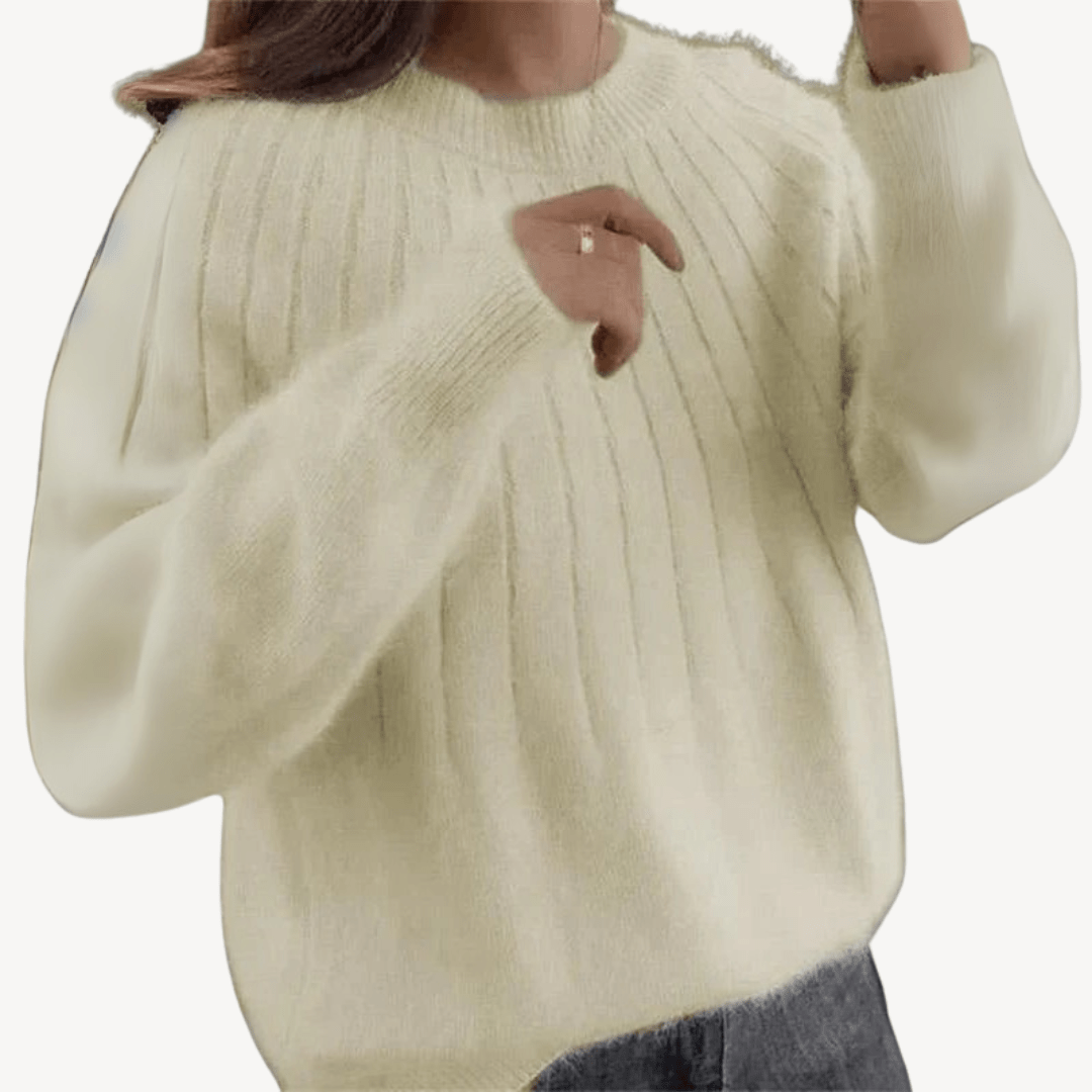 Ribbad tröja i mjukt material med normal passform | Edurano - Edurano